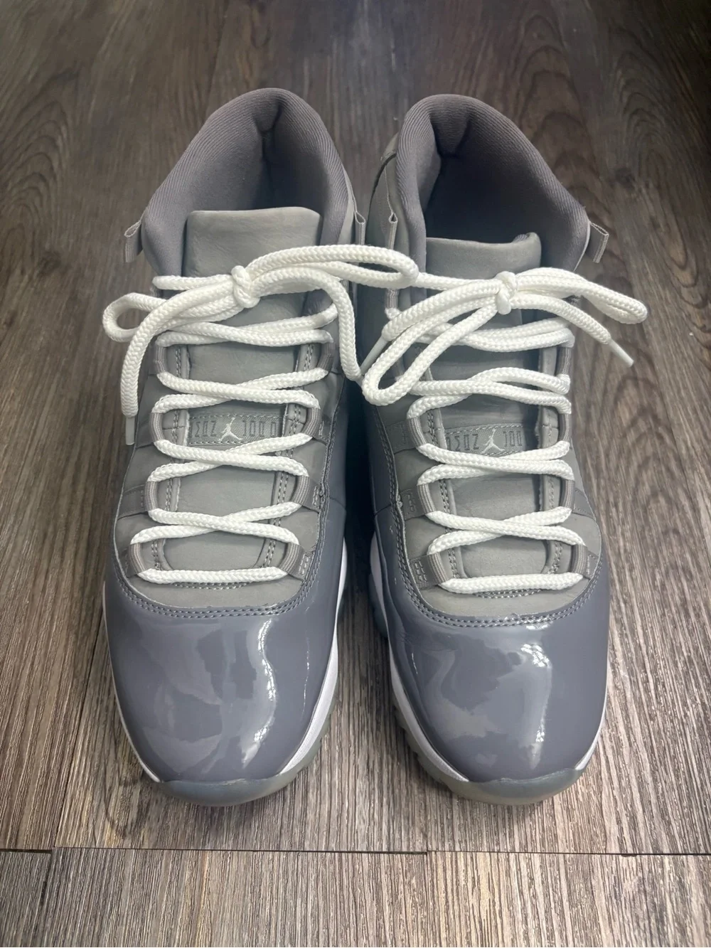 Jordan Men's High-Top Sneakers in Gray with White Laces